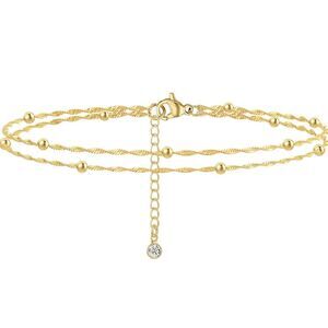 NEW 14K Gold Plated Elegant Gold Bracelet with Beaded Design